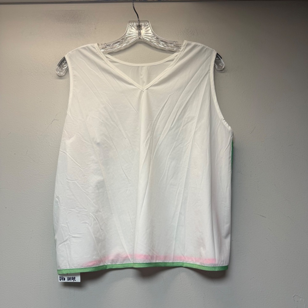 Queen of sparkles Women Large White New Rainbow Sequin V-Neck Sleeveless
